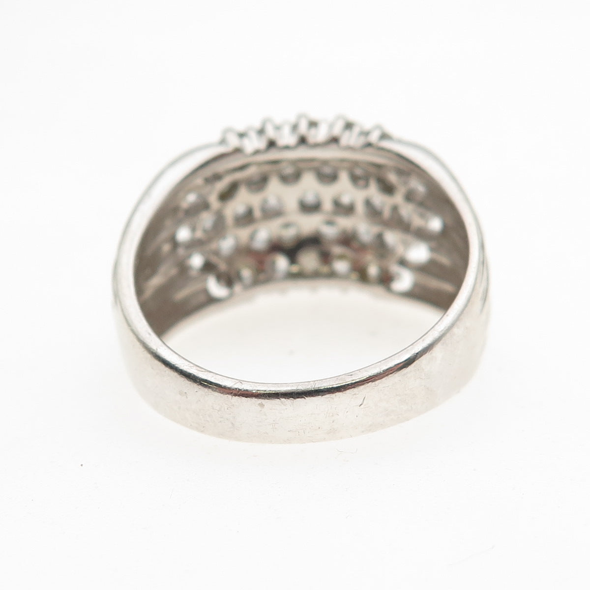 925 Sterling Silver Round-Cut C Z Modernist Ring Size 8.75