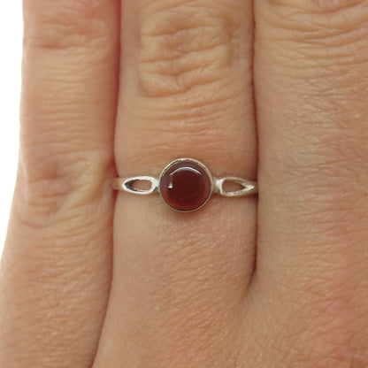 925 Sterling Silver Vintage Real Carnelian Ring Size 6.25