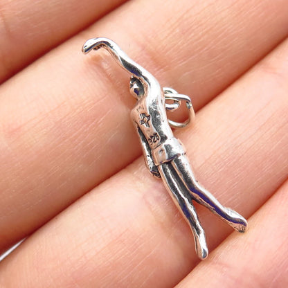 925 Sterling Silver Vintage Sun West Athletic Man Pendant