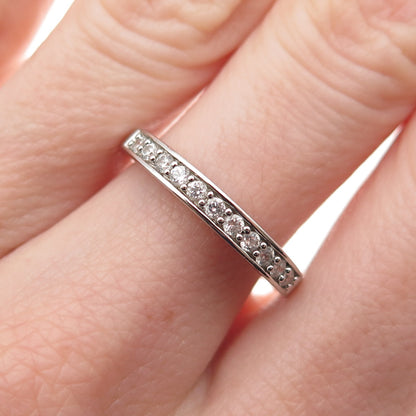 925 Sterling Silver Round-Cut C Z Half Eternity Band Ring Size 7.25