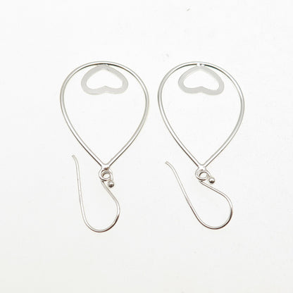 925 Sterling Silver Heart Teardrop Dangle Earrings