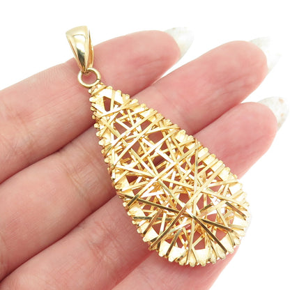 GIOIELLI DI VALENZA 925 Sterling Silver Gold Plated Modernist Teardrop Pendant