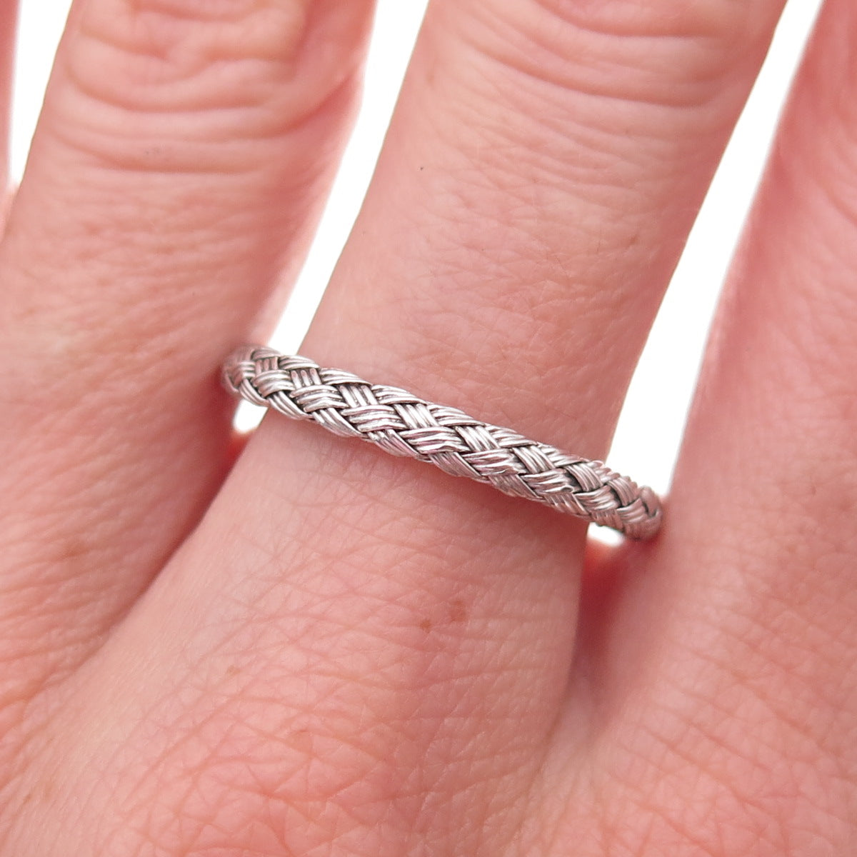 Jacmel Mauritius 925 Sterling Silver Italy Woven Band Ring Size 8.25