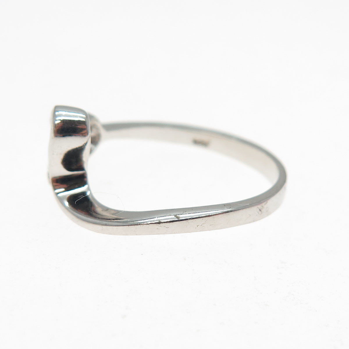 925 Sterling Silver Round-Cut Champagne C Z Modernist Heart Ring Size 7.75