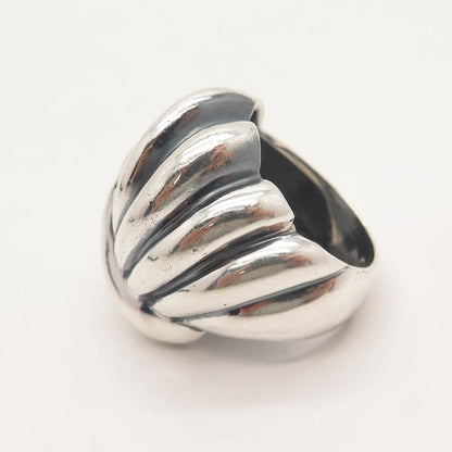 925 Sterling Silver Vintage Ribbed Domed Ring Size 6.25