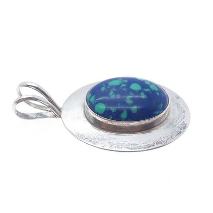 LAMBERT LIVINGSTON NAVAJO Old Pawn 925 Sterling Silver Vintage Azurite Pendant