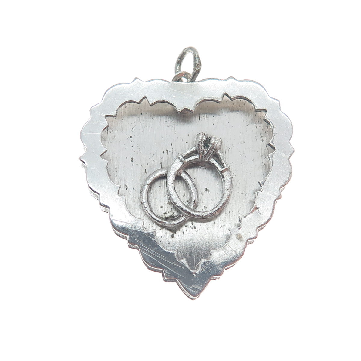 925 Sterling Silver Vintage Wedding Rings Heart Love Pendant