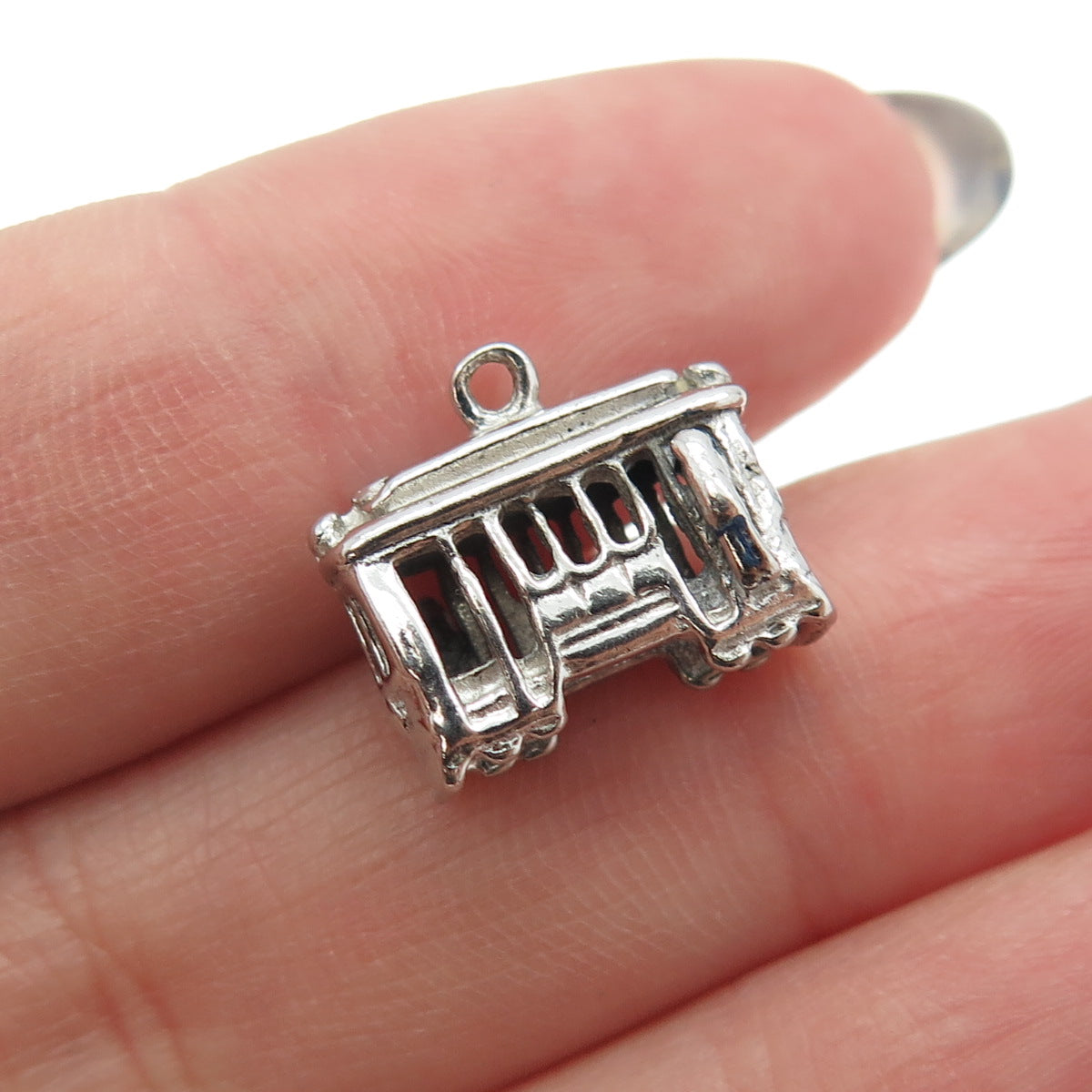 925 Sterling Silver Vintage Tram / Cable Car 3D Charm Pendant