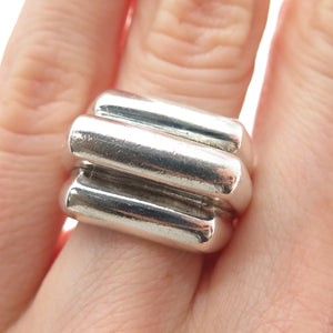NAPIER 925 Sterling Silver Vintage Modernist Ribbed Adjustable Ring Size 5.5