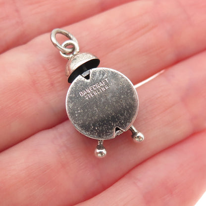 Danecraft 925 Sterling Silver Antique Art Deco Alarm Clock 3D Mini Charm Pendant