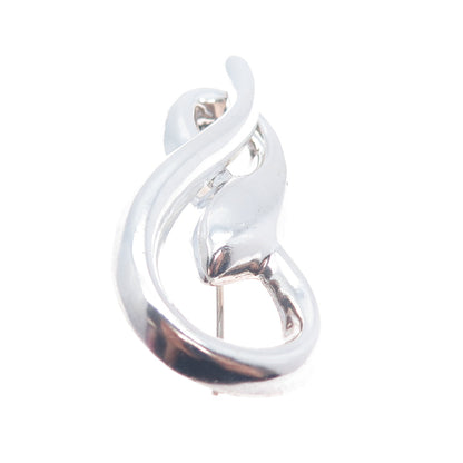 BARRA 925 Sterling Silver Vintage Modernist Snake Pin Brooch
