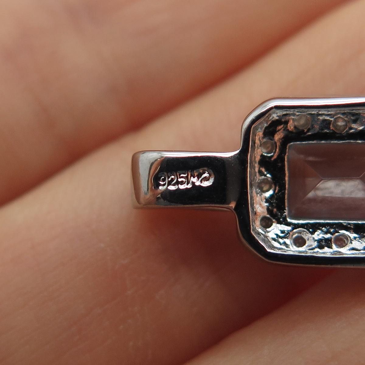 CHARLES WINSTON 925 Sterling Silver Real Diamond & Blue Topaz Mini Charm Pendant