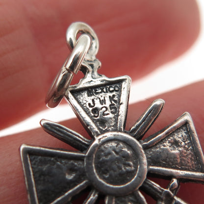 John W. Kessler 925 Sterling Silver Vintage Mexico Cross Medal Charm Pendant