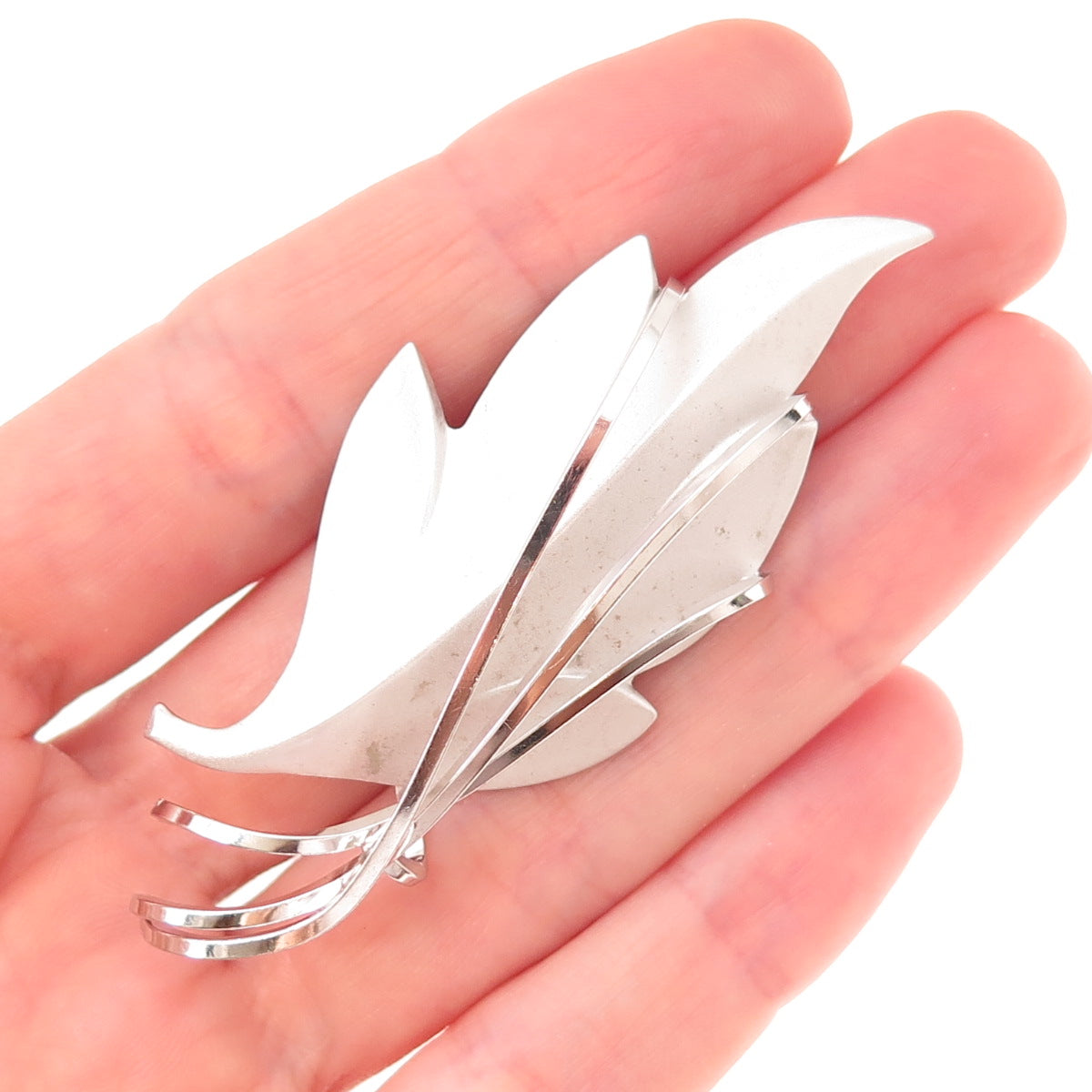 Curtis Curtman 925 Sterling Silver Vintage Modernist Floral Pin Brooch