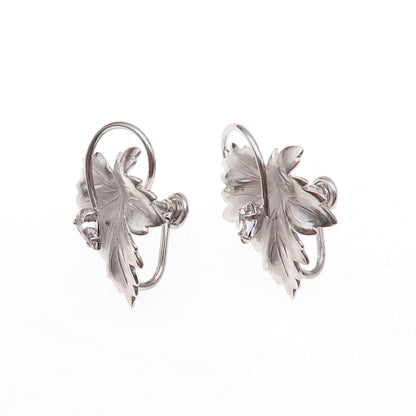 Carl Art Sterling Silver Antique Art Deco Rhinestone Floral Screw Back Earrings