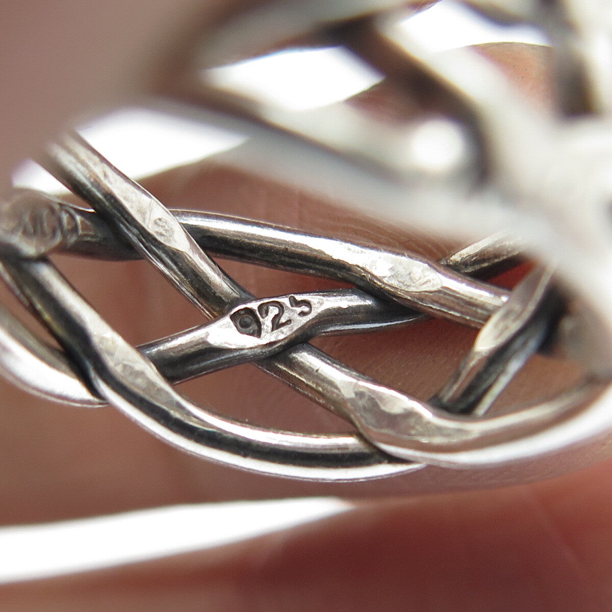 925 Sterling Silver Vintage Mexico Woven Band Ring Size 6