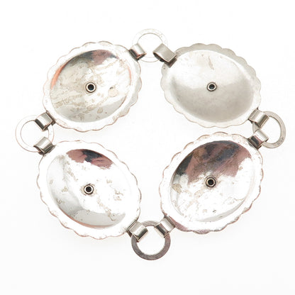 Old Pawn 925 Sterling Silver Vintage Turquoise Snake Eye Concho Bracelet 7.25"