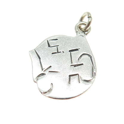 925 Sterling Silver Vintage Engraved Modernist Tag Charm Pendant