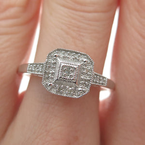 GDC Fine Jewelry 925 Sterling Silver Real Diamond Promise Ring Size 9.25