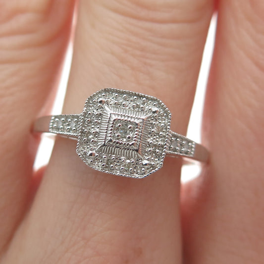 GDC Fine Jewelry 925 Sterling Silver Real Diamond Promise Ring Size 9.25