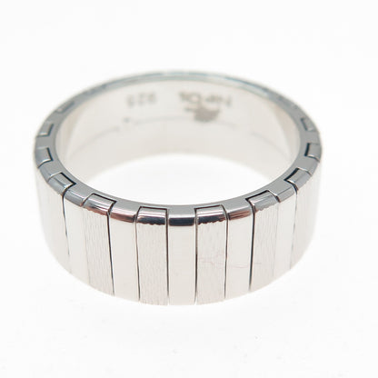 NEOS 925 Sterling Silver Textured Ribbed Band Ring Size 8.25