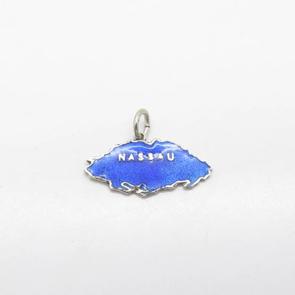 925 Sterling Silver Vintage England Thomas L Mott Enamel Nassau Island Pendant