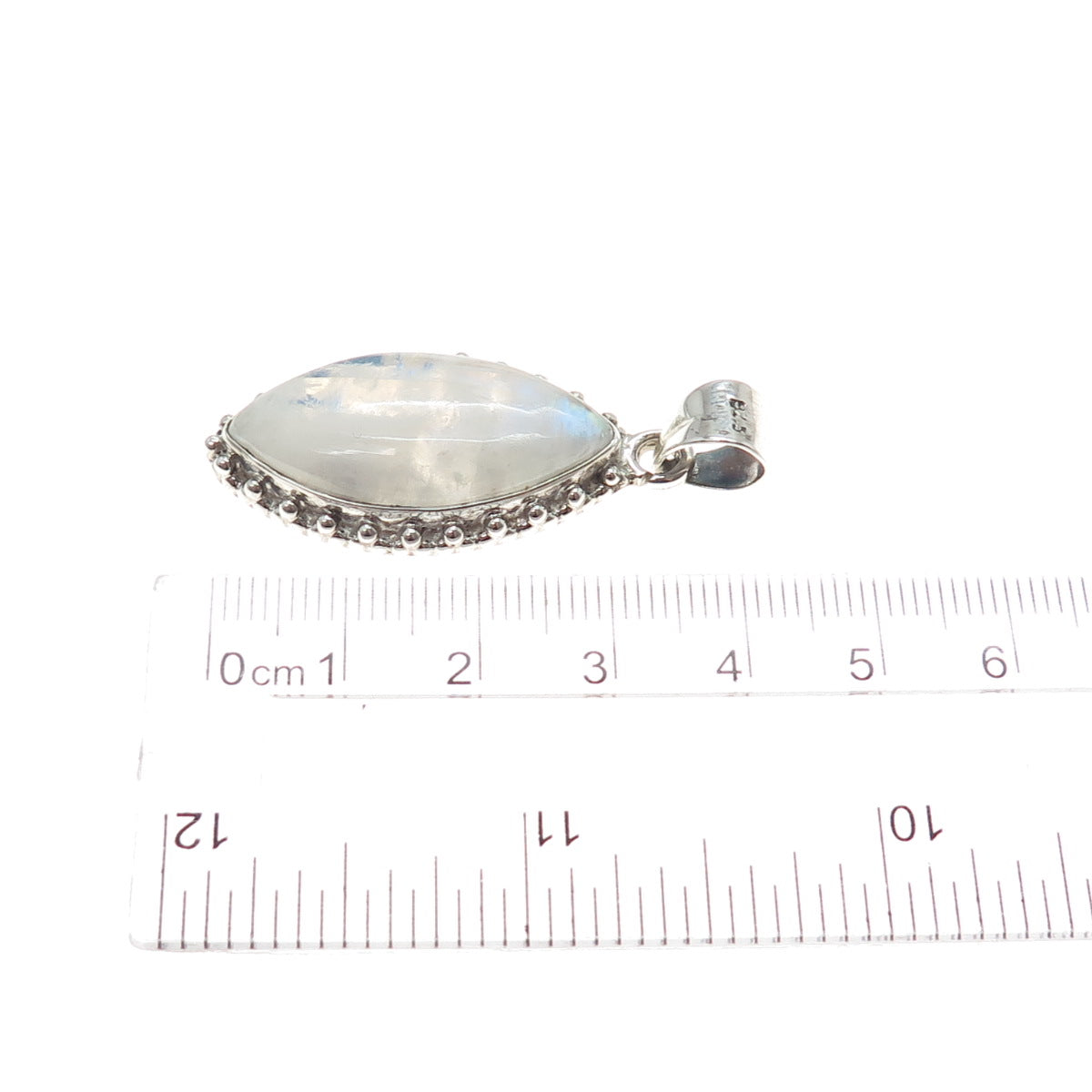 925 Sterling Silver Vintage Real Moonstone Beaded Charm Pendant