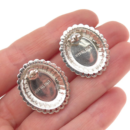 Old Pawn 925 Sterling Silver Vintage Southwestern Lapis Concho Tribal Earrings