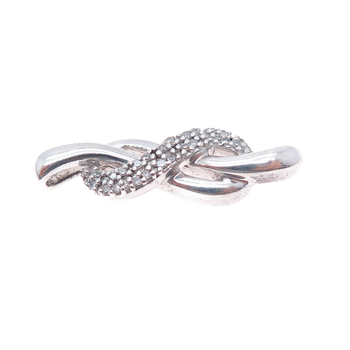 925 Sterling Silver Real Round-Cut Diamond Infinity Knot Slide Charm Pendant