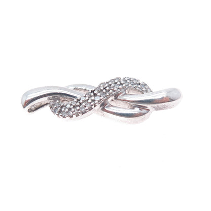 925 Sterling Silver Real Round-Cut Diamond Infinity Knot Slide Charm Pendant