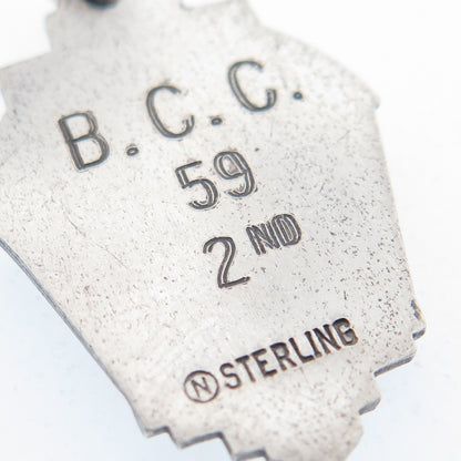 NOBLE & CO. Sterling Silver Vintage 1959 BCC Swimming Medal 2nd Place Pendant