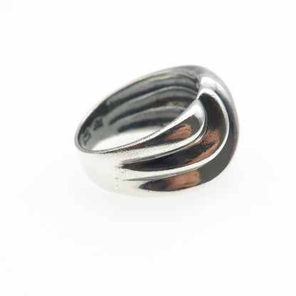 CHAPAL ZENRAY Sterling Silver Vintage Modernist Ribbed Oxidized Ring Size 8.25