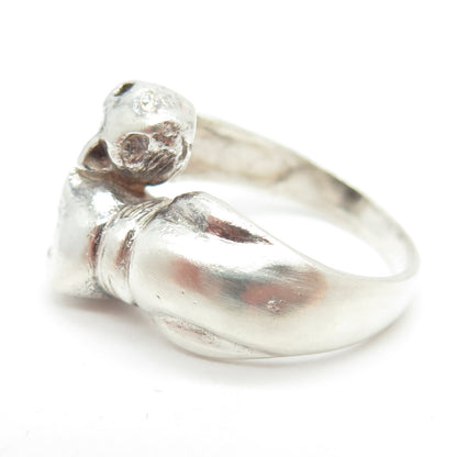 925 Sterling Silver Vintage Kitty Cat Bypass Ring Size 6