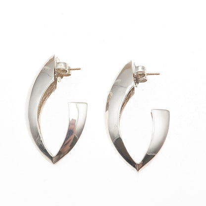 Krypell 925 Sterling Silver 14K Gold Posts Vintage Modernist Hoop Earrings
