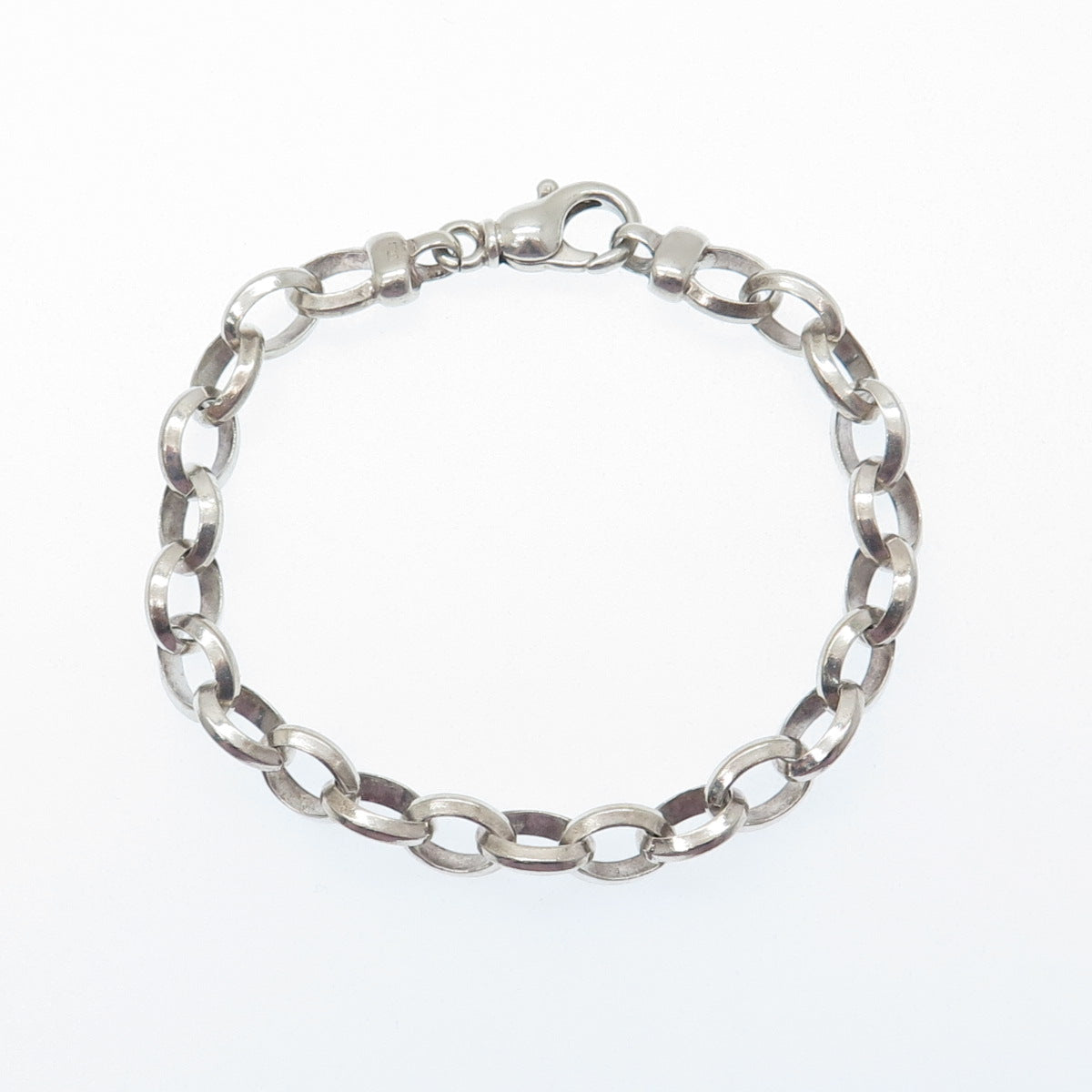 925 Sterling Silver Vintage Italy Cable Link Bracelet 7.25"