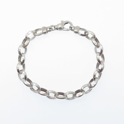 925 Sterling Silver Vintage Italy Cable Link Bracelet 7.25"