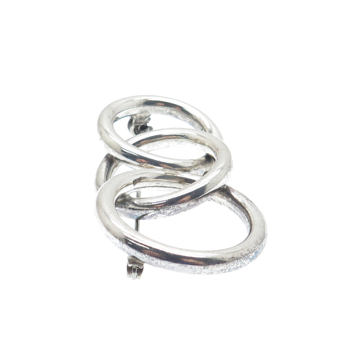 925 Sterling Silver Vintage Mexico Interlocked Circles Modernist Pin Brooch