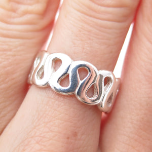 925 Sterling Silver Vintage Modernist Zig Zag Band Ring Size 7.25