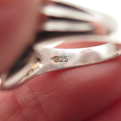 925 Sterling Silver Vintage Modernist Oxidized Ring Size 6