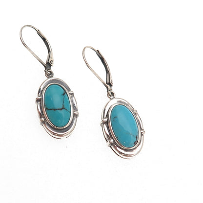 Whitney Kelly 925 Sterling Silver Vintage Real Turquoise Dangle Earrings