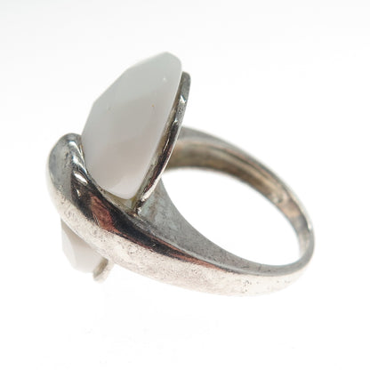 JCM Jacmel Mauritius Sterling Silver Vintage Italy Real White Onyx Ring Size 5.5