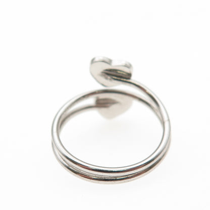 BEAU 925 Sterling Silver Vintage Real Diamond Heart Spiral Ring Size 5.5