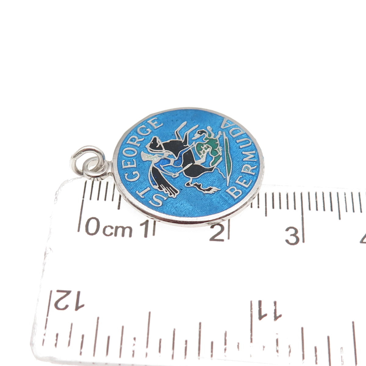 BREADNER CO. 925 Sterling Silver Vintage Enamel St. George Bermuda Charm Pendant