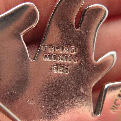 925 Sterling Silver 2-Tone Vintage Mexico Cat Pin Brooch