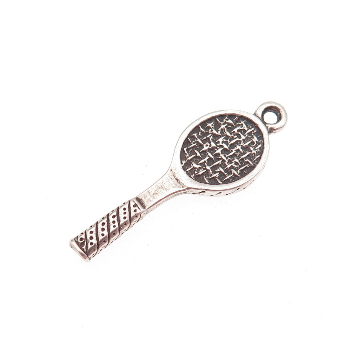Sunwest 925 Sterling Silver Vintage Tennis Racket Oxidized Charm Pendant