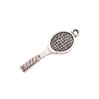 Sunwest 925 Sterling Silver Vintage Tennis Racket Oxidized Charm Pendant
