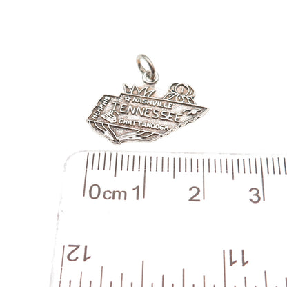 FRENCH & FRANKLIN 925 Sterling Silver Vintage Tennessee Map Mini Charm Pendant