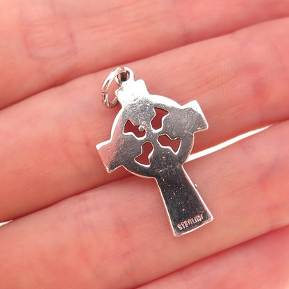925 Sterling Silver Vintage Celtic Cross Oxidized Charm Pendant