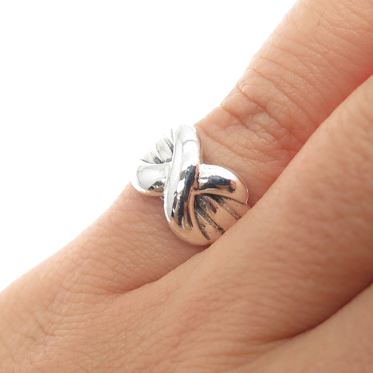 925 Sterling Silver Vintage Modernist Infinity Ring Size 7