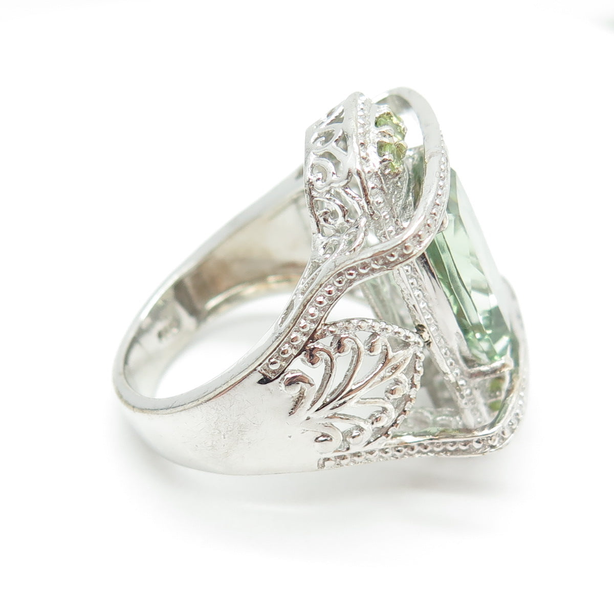 CHUCK CLEMENCY 925 Sterling Silver Real Green Topaz & Peridot Ring Size 8